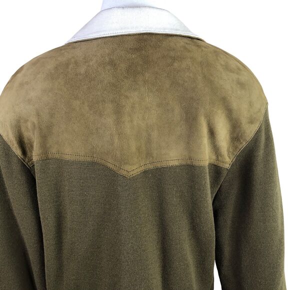 Torras Spain Vintage 80s Jacket Green Suede Gold Navy Knit Chain Link - Picture 13 of 14